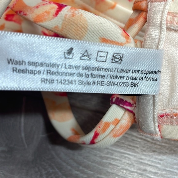 Adore Me Bikini Top Strappy Crossback Padded Watercolor Orange Floral L - Picture 10 of 10